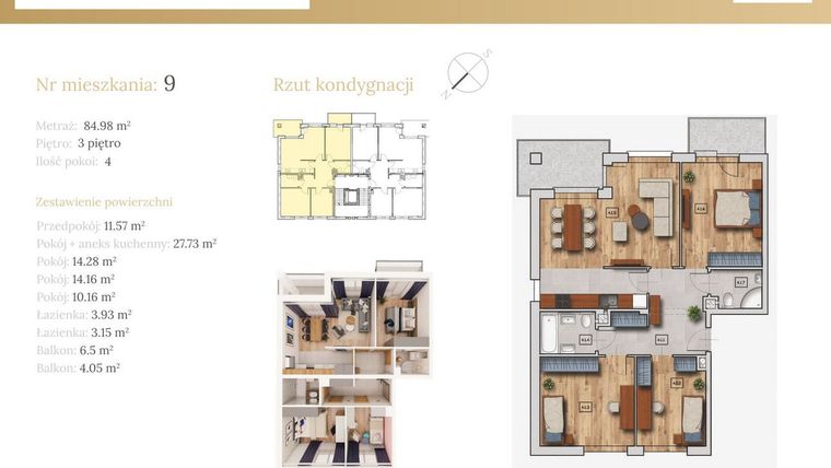 Rzut - Mieszkanie na sprzedaż 4 pokoje o powierzchni 86,36 m² - numer 51C.9 w Dębowa 51