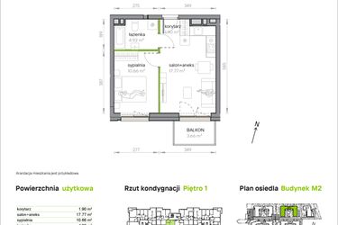 Rzut - Mieszkanie na sprzedaż 2 pokoje o powierzchni 35,25 m² - numer M2/2/1/05 w Przy Parku Vita