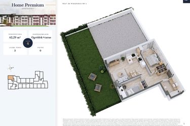 Rzut - Mieszkanie na sprzedaż 3 pokoje o powierzchni 62,29 m² - numer 4 w Apartamenty Home Premium etap 2
