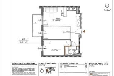 Rzut - Mieszkanie na sprzedaż 2 pokoje o powierzchni 55,55 m² - numer M16 w Kuźnicy Kołłątajowskiej 42