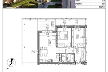 Rzut - Mieszkanie na sprzedaż 3 pokoje o powierzchni 53,21 m² - numer M.B7.00.30 w Osiedle Harmonia bud. B7