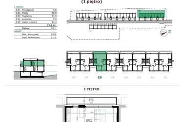 Rzut - Mieszkanie na sprzedaż 4 pokoje o powierzchni 71,5 m² - numer C.6.2 w Dębowe Zacisze