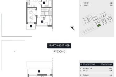 Rzut - Mieszkanie na sprzedaż 3 pokoje o powierzchni 109,08 m² - numer M2B w Rudava Park