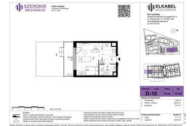 Rzut - Mieszkanie na sprzedaż 1 pokój o powierzchni 30,38 m² - numer D-10 w Szerokie Residence