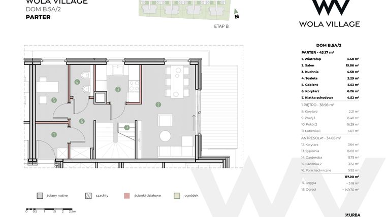Rzut - Dom na sprzedaż 4 pokoje o powierzchni 117,88 m² - numer B.5A/2 w Wola Village