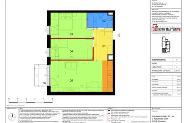 Rzut - Mieszkanie na sprzedaż 3 pokoje o powierzchni 61,1 m² - numer 9 w Apartamenty Nowy Marysin VII