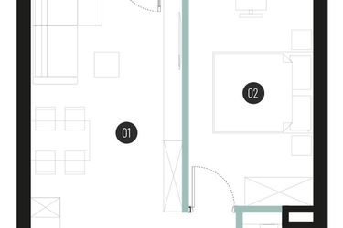 Rzut - Mieszkanie na sprzedaż 2 pokoje o powierzchni 41,91 m² - numer M29 w Atrium House