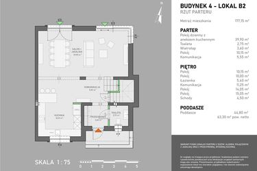 Rzut - Dom na sprzedaż 7 pokoi o powierzchni 177,15 m² - numer B2 w Mrówcza 49