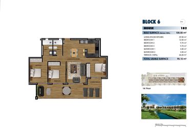 Rzut - Mieszkanie na sprzedaż 3 pokoje o powierzchni 105 m² - numer 1-182 w Apartamenty w Los Alcázares - 40379092