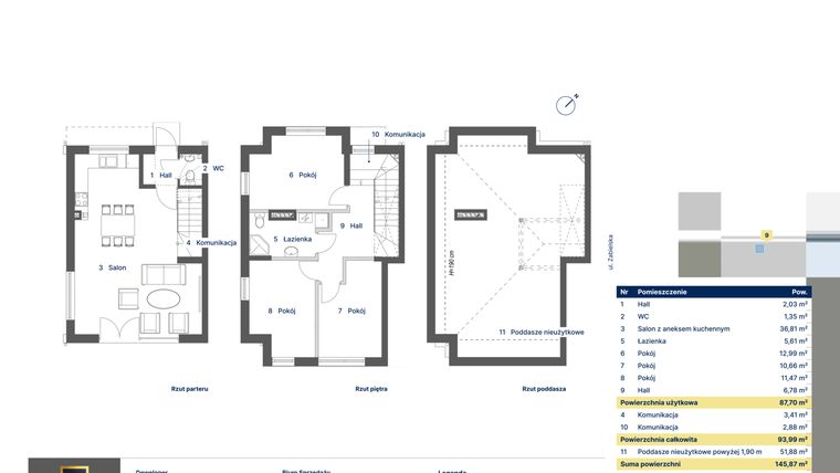 Rzut - Dom na sprzedaż 4 pokoje o powierzchni 93,99 m² - numer 9 w Nova Zabielska 2