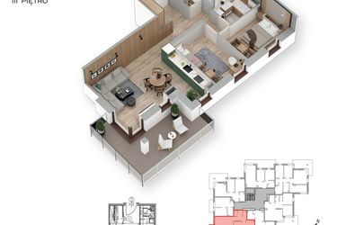 Rzut - Mieszkanie na sprzedaż 3 pokoje o powierzchni 63,01 m² - numer 21 w Villa Park - Etap III