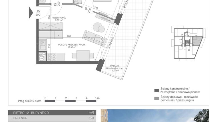Rzut - Mieszkanie na sprzedaż 2 pokoje o powierzchni 37,25 m² - numer M-15 w Unikat Apartamenty D