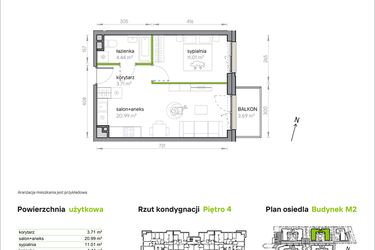 Rzut - Mieszkanie na sprzedaż 2 pokoje o powierzchni 40,15 m² - numer M2/1/4/41 w Przy Parku Vita