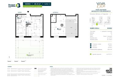 Rzut - Mieszkanie na sprzedaż 1 pokój o powierzchni 68,44 m² - numer BC0002 w Viva Cité