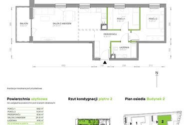 Rzut - Mieszkanie na sprzedaż 3 pokoje o powierzchni 62,77 m² - numer III.2/2/26 w Via Flora