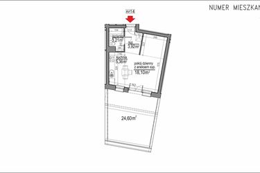 Rzut - Mieszkanie na sprzedaż 1 pokój o powierzchni 30,59 m² - numer 3m.14 w Osiedle Rytm etap 2