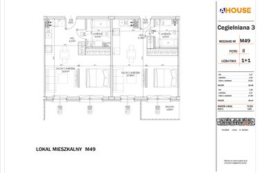 Rzut - Mieszkanie na sprzedaż 4 pokoje o powierzchni 70,93 m² - numer 49 w Osiedle StaLove etap I