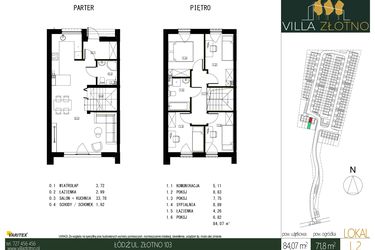 Rzut - Dom na sprzedaż 5 pokoi o powierzchni 84,07 m² - numer L2 w Villa Złotno
