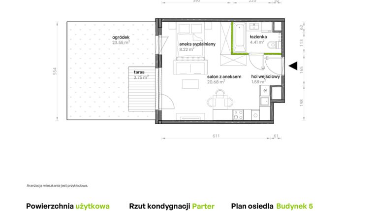 Rzut - Mieszkanie na sprzedaż 1 pokój o powierzchni 34,94 m² - numer 077/5 w Aleje Praskie