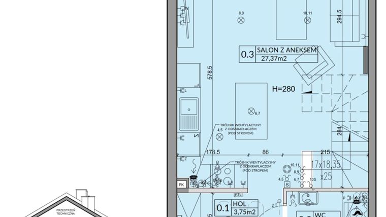 Rzut - Dom na sprzedaż 3 pokoje o powierzchni 72,53 m² - numer 25A w Nova Magdalenka 7