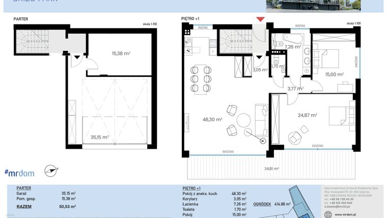 Rzut - Mieszkanie na sprzedaż 3 pokoje o powierzchni 154,48 m² - numer 9.1.1 w Brizo Park