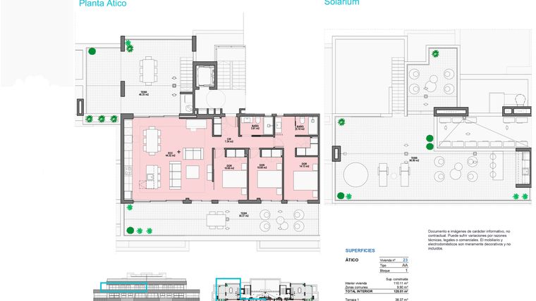 Rzut - Mieszkanie na sprzedaż 3 pokoje o powierzchni 110,11 m² - numer 4-A w Mieszkania w Torre-Pacheco - 81297711
