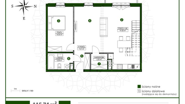 Rzut - Mieszkanie na sprzedaż 3 pokoje o powierzchni 115,69 m² - numer 31 w Moja Wiązowa