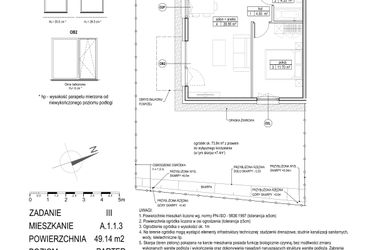 Rzut - Mieszkanie na sprzedaż 2 pokoje o powierzchni 49,14 m² - numer A.1.1.3 w Atut III