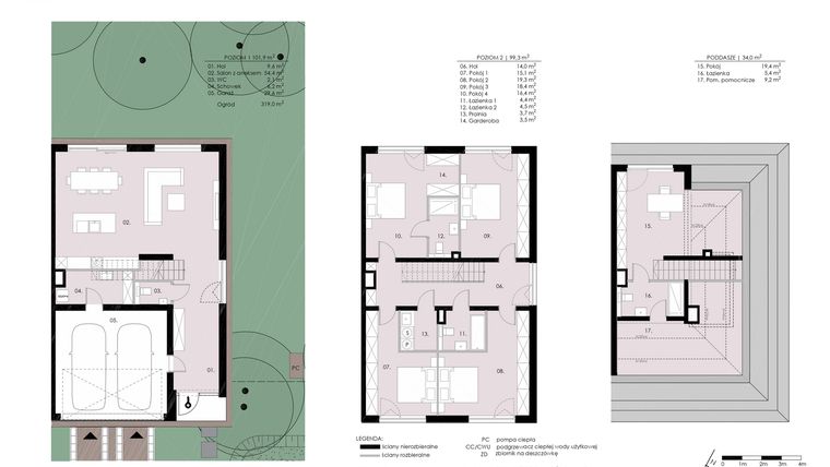 Rzut - Dom na sprzedaż 5 pokoi o powierzchni 235,21 m² - numer B2 w Wiedeńska Residence