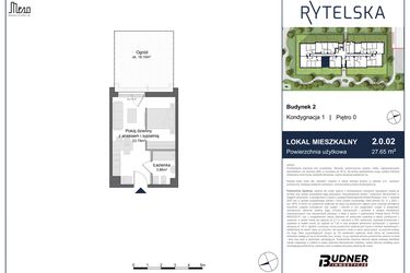 Rzut - Mieszkanie na sprzedaż 1 pokój o powierzchni 27,65 m² - numer 2.0.02 w Rytelska