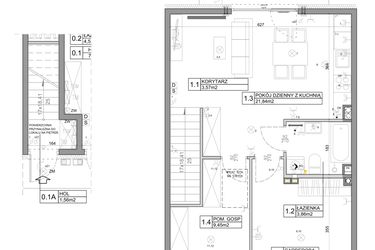 Rzut - Mieszkanie na sprzedaż 3 pokoje o powierzchni 58,82 m² - numer 76 w Manufaktura Marki 2 etap III