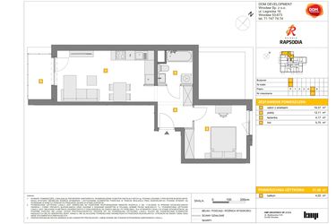 Rzut - Mieszkanie na sprzedaż 2 pokoje o powierzchni 41,4 m² - numer C.41 w Osiedle Rapsodia etap 2