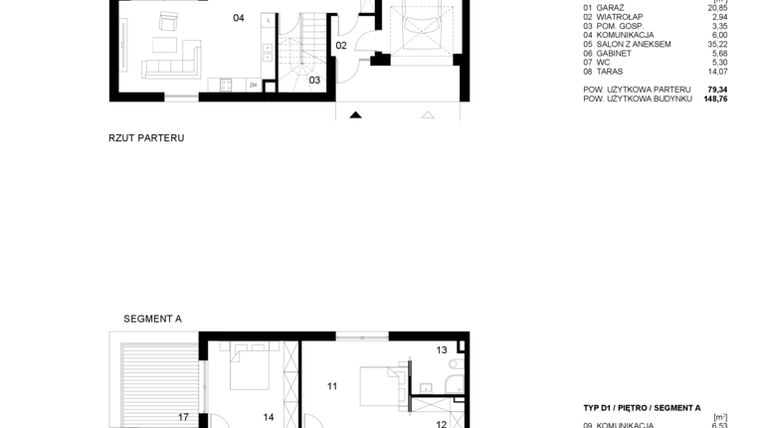 Rzut - Dom na sprzedaż 4 pokoje o powierzchni 148,76 m² - numer 35 [D1sA] w Nowe Planty