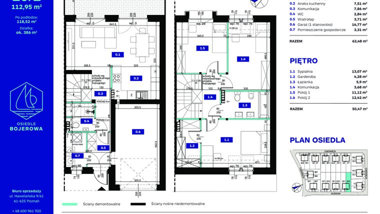 Rzut - Dom na sprzedaż 4 pokoje o powierzchni 112,95 m² - numer 20/2 w Osiedle Bojerowa