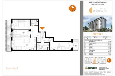 Rzut - Mieszkanie na sprzedaż 4 pokoje o powierzchni 88,02 m² - numer 76 w Osiedle Słoneczna