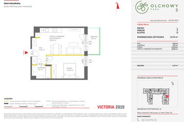 Rzut - Mieszkanie na sprzedaż 2 pokoje o powierzchni 41,92 m² - numer 63 w Olchowy Park III