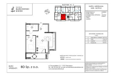 Rzut - Mieszkanie na sprzedaż 2 pokoje o powierzchni 54,37 m² - numer M28 w Osiedle Barczewski Dwór etap III