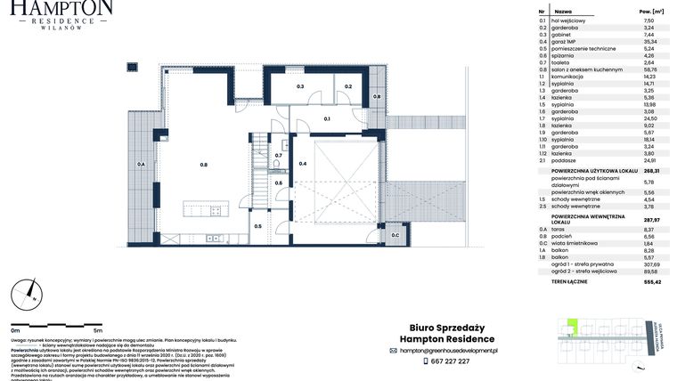 Rzut - Dom na sprzedaż 5 pokoi o powierzchni 268,31 m² - numer HB5B w Hampton Residence Wilanów