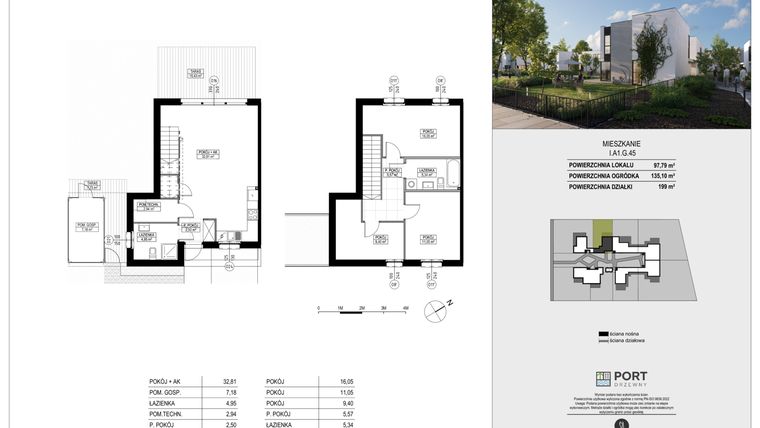 Rzut - Dom na sprzedaż 4 pokoje o powierzchni 97,79 m² - numer I.A1.G.45 w Port Drzewny