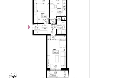 Rzut - Mieszkanie na sprzedaż 2 pokoje o powierzchni 52,09 m² - numer C/1/4/16 w Malta Wołkowyska etap III