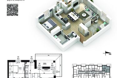 Rzut - Mieszkanie na sprzedaż 3 pokoje o powierzchni 62 m² - numer 52 w Piano Park etap V