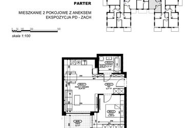 Rzut - Mieszkanie na sprzedaż 2 pokoje o powierzchni 42,37 m² - numer C2-M5 w Stacja Łódź V – etap C2