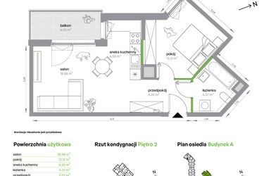 Rzut - Mieszkanie na sprzedaż 2 pokoje o powierzchni 48,39 m² - numer AA0201/4 w M Bemowo