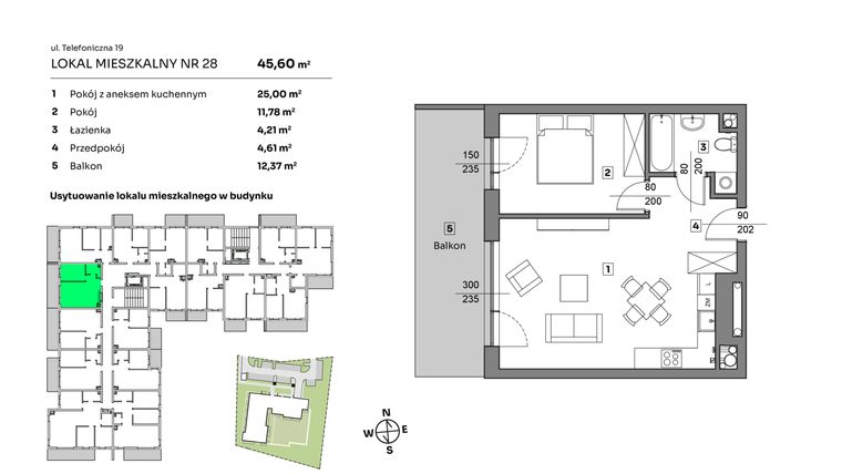 Rzut - Mieszkanie na sprzedaż 2 pokoje o powierzchni 45,6 m² - numer 28 w Nova Radiostacja