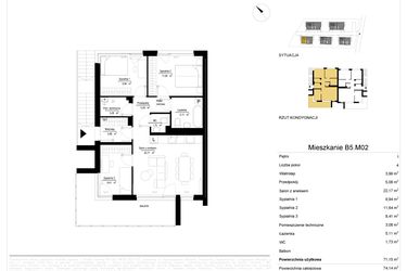 Rzut - Mieszkanie na sprzedaż 4 pokoje o powierzchni 71,23 m² - numer 5.2 w River Park