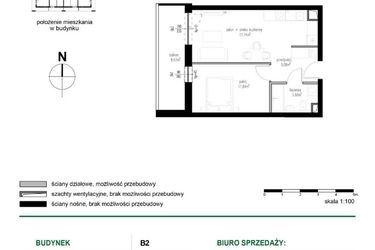 Rzut - Mieszkanie na sprzedaż 2 pokoje o powierzchni 38,32 m² - numer M15 w Wędrowna II