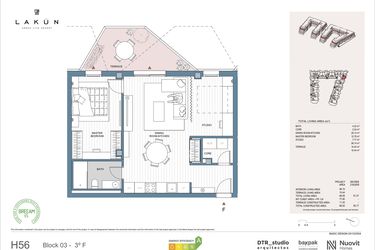 Rzut - Mieszkanie na sprzedaż 1 pokój o powierzchni 66 m² - numer LK33F w Lakun