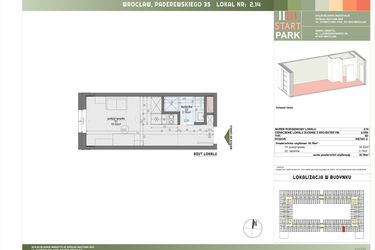 Rzut - Mieszkanie na sprzedaż 1 pokój o powierzchni 18,78 m² - numer 2.14 w START PARK