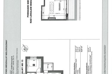 Rzut - Mieszkanie na sprzedaż 2 pokoje o powierzchni 32,97 m² - numer 13 w Słoneczne Świnoujście