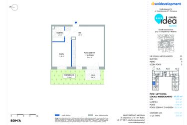 Rzut - Mieszkanie na sprzedaż 2 pokoje o powierzchni 49,29 m² - numer 5.4A w Osiedle Idea Aurora